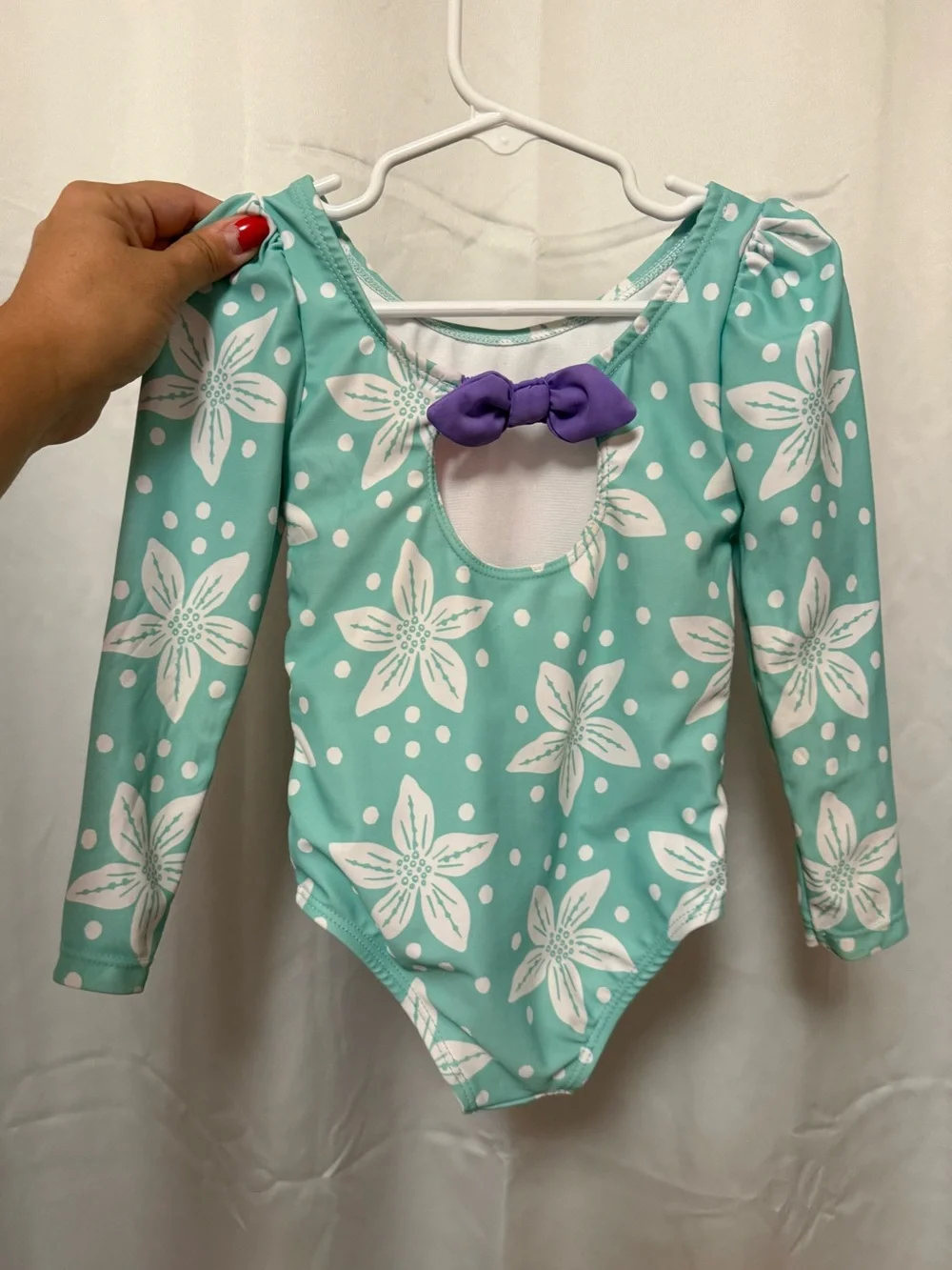 Disney Princess Teal & White Floral Girls' Swim One-Piece Ariel Little Mermaid